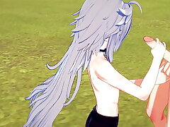 Genshin Impact Yaoi - Razor Handjob and fucked by Diluc - Japanese Asian manga anime game porn gay public asian gay sexual congress videos