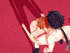 Genshin Impact Yaoi 3D - Tartaglia Lick balls and Dogy Style with Zhongli with creampie - Japanese asian manga anime game porn gay carnal knowledge videos hot gay asian