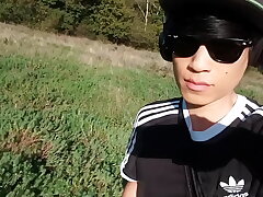 Jon Arteen pulls out his beautiful penis and urinates outdoors. Asian gay pornography featuring an effeminate young man. asian girls gay sex videos