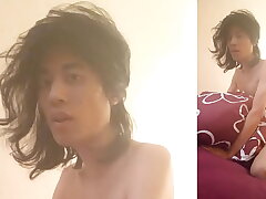 Fuck and drink own cum, horny twink moaning, eye rolling, loud orgasm, face smiling asian man gay making love videos