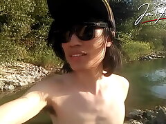 Jon Arteen is this victuals Asian twink boy winking a musical strip-tease on the river smiling showing his full pubes doing outdoor gay porn with a sneaker together with underwear fetish asian gay sote sex videos